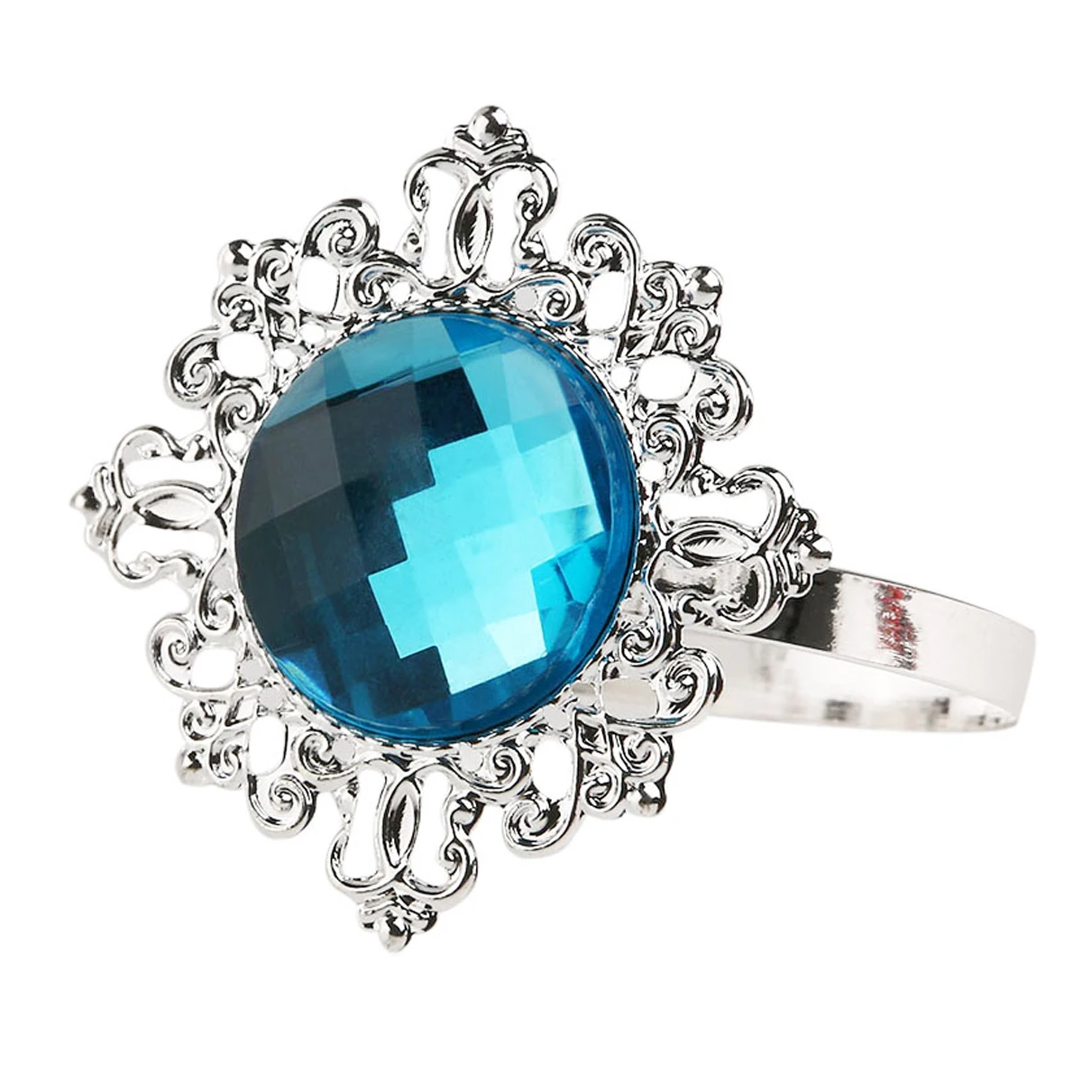 

4 Pieces Elegant Napkin Rings Blue Acrylic with Metal Base for Dinner Party Wedding Decoration Fancy Napkin Ring Holder