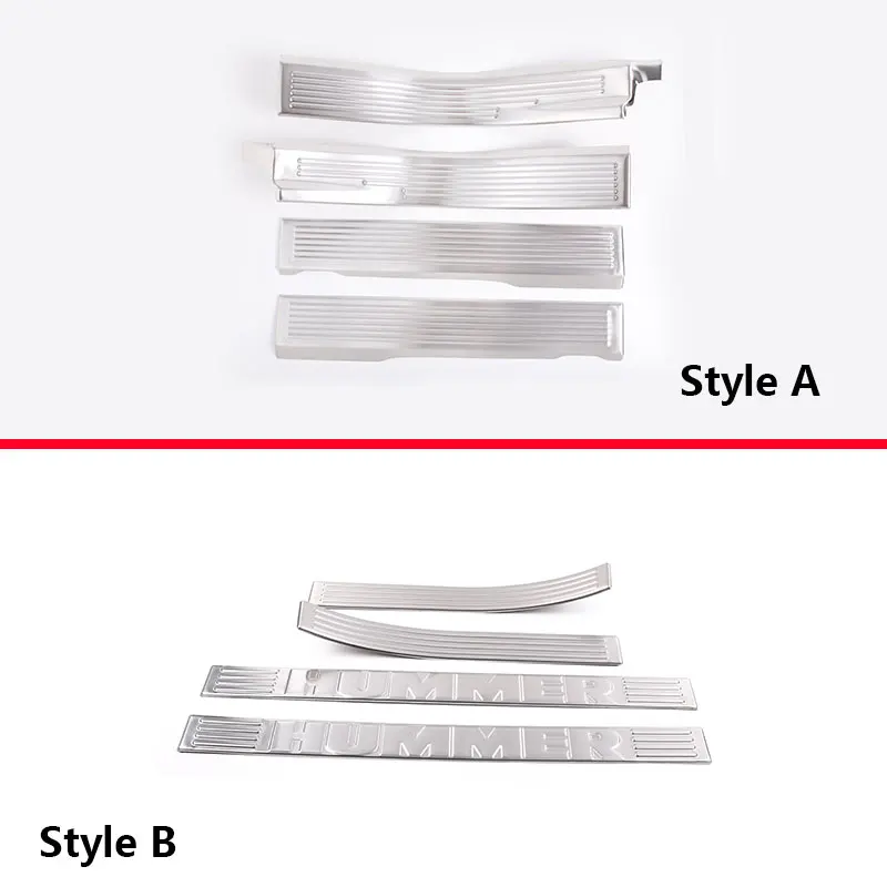 For Hummer H2 2003-2007 car stylingstainless steel silver Car door threshold kick pedal decorative strip sticker Car Accessories