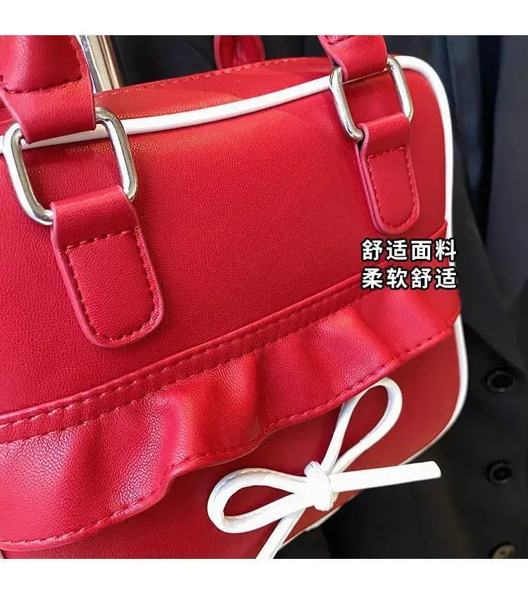 Bloom High Street Bow Red Shoulder Bags Women 2025 New Versatile Pu Leather Y2k Handbag Female Square Underarm Bag Aesthetic