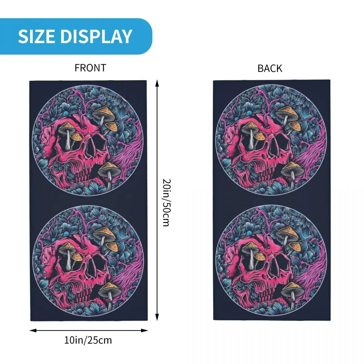 Trippy Skull Magic Mushroom Art Bandana Neck Gaiter UV Protection Face Scarf Cover Men Women Headwear Tube Balaclava