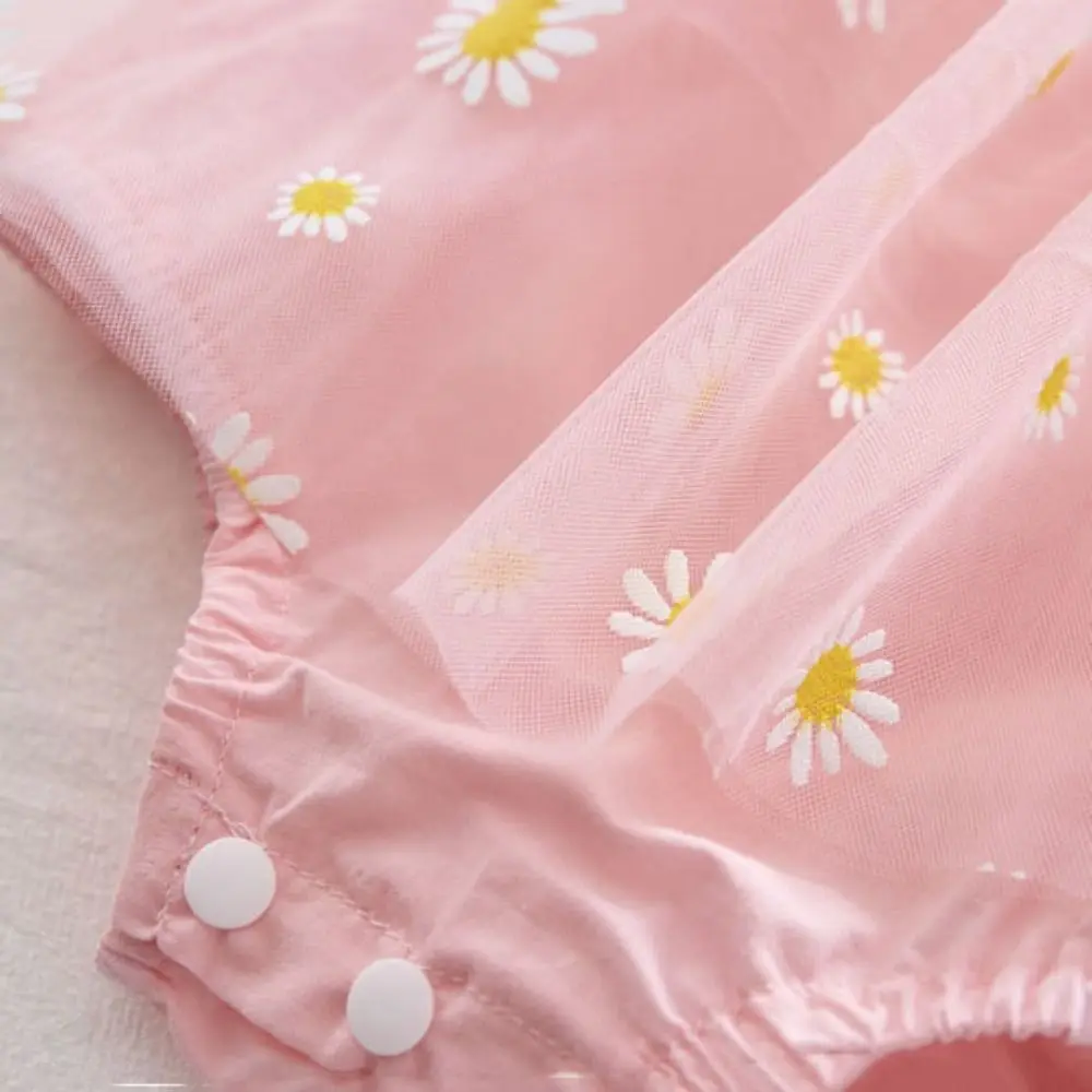 فستان الأميرة للأطفال على شكل زهرة شبكية مع قبعة بدون أكمام، بدلة تسلق رفيعة وجميلة للأطفال الرضع، بدلة فضفاضة للأطفال الصغار للعطلات