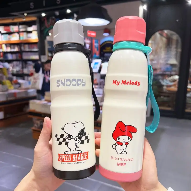 New Snoopy Cute and Convenient Insulated Cup 316 Stainless Steel Student Straw Water Cup Large Capacity Portable Sports Kettle