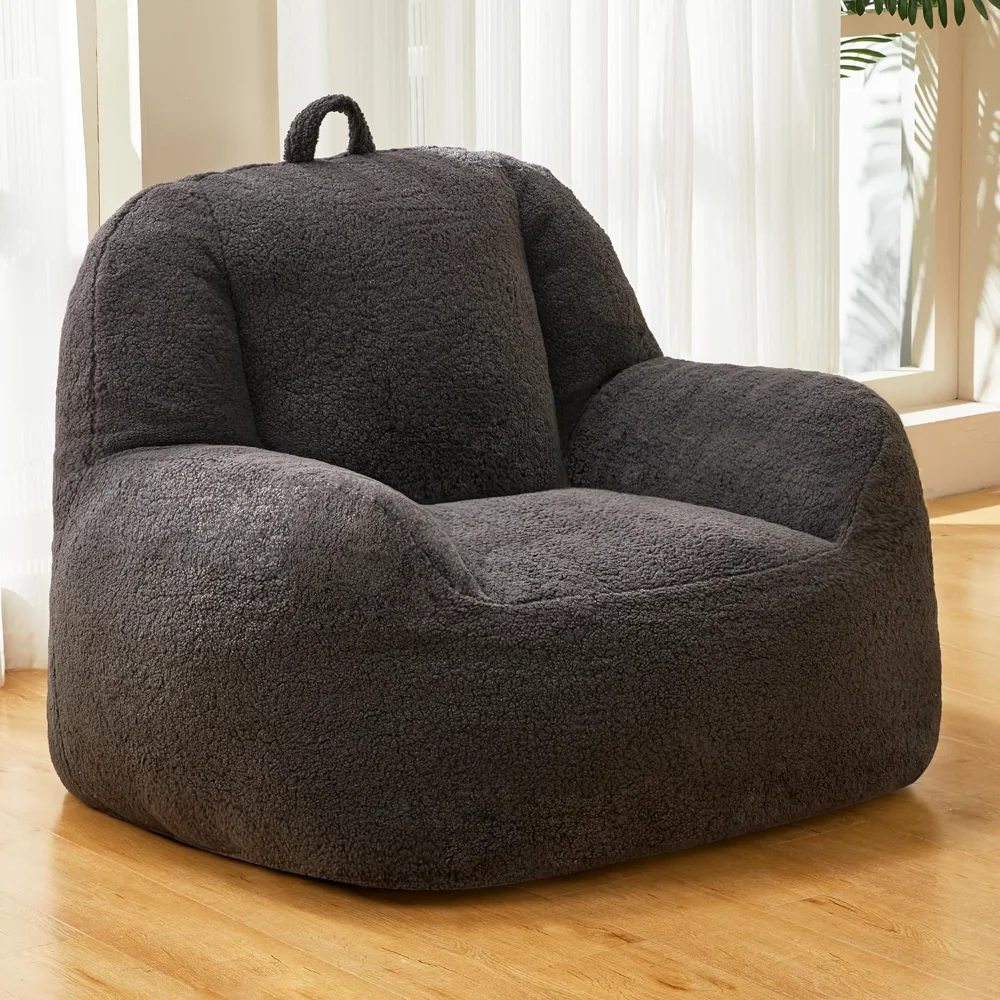 

Homguava Bean Bag Chair Sherpa Bean Bag Lazy Sofa Beanbag Chairs for Adults, Teens with High Density Foam Filling