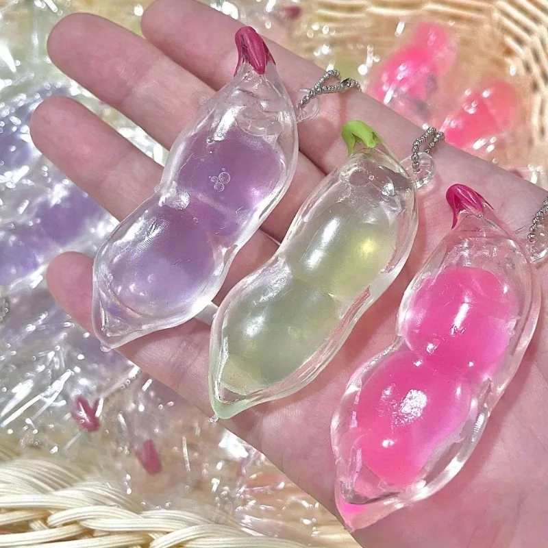 1/3Pcs Squeeze Toy Set Decompressing Pea Pinch Squishies Toy Funny Transparent Bean Squeeze Toys Anti-Stress for Kids & Adults