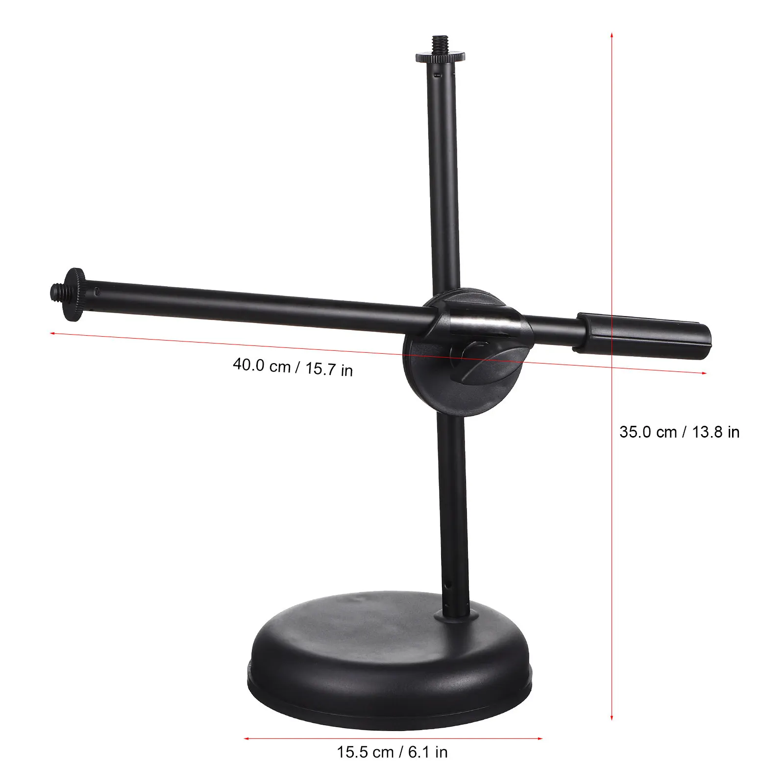 1Set Desktop Microphone Stand Adjustable Mic Holder with Phone Clip Thickened Base for Home Studio Podcasting Live Streaming