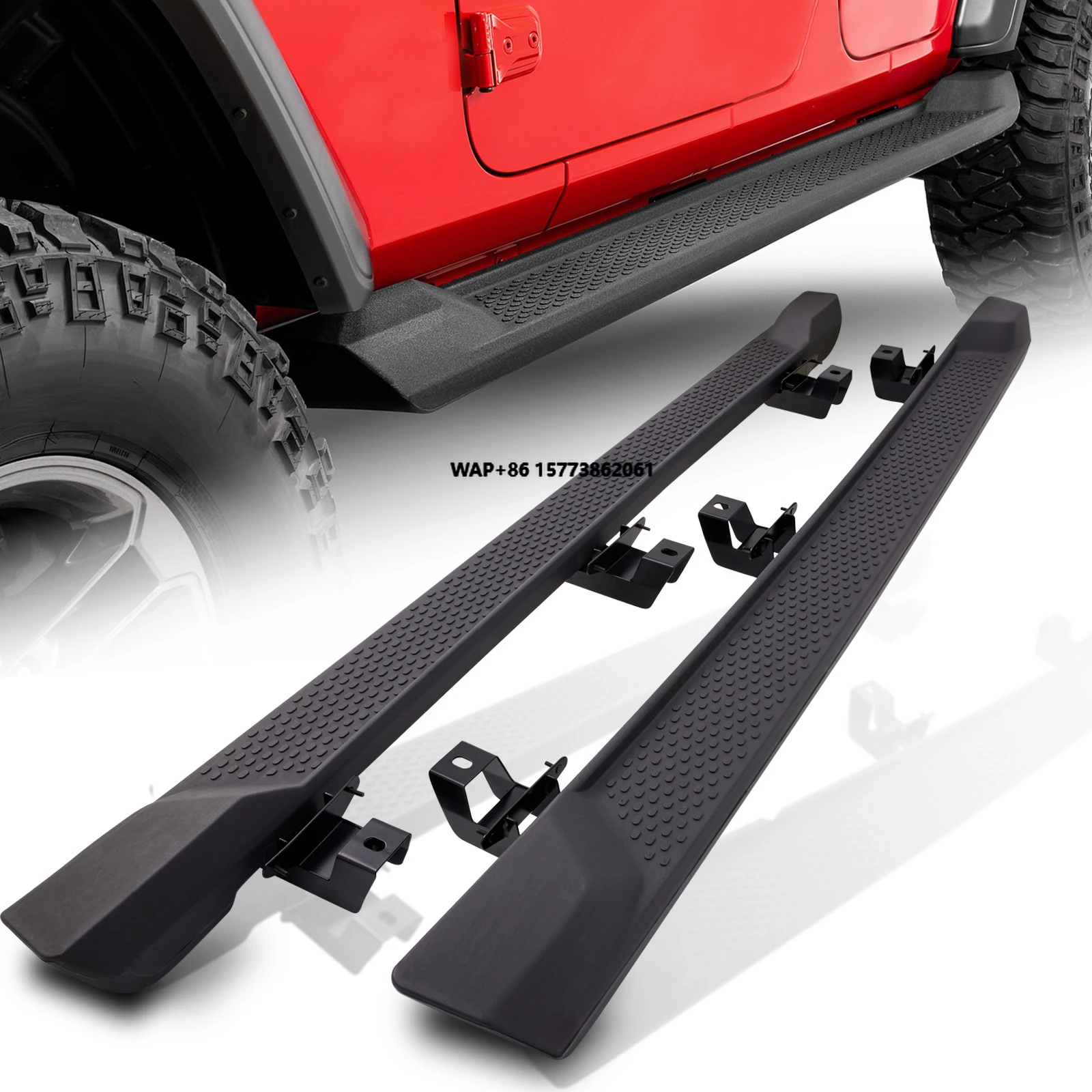 

Black 6-Inch Side Steps Nerf Bars ABS Bolt-On Running Boards Compatible with 2018-2025 Jp Wrangler JL