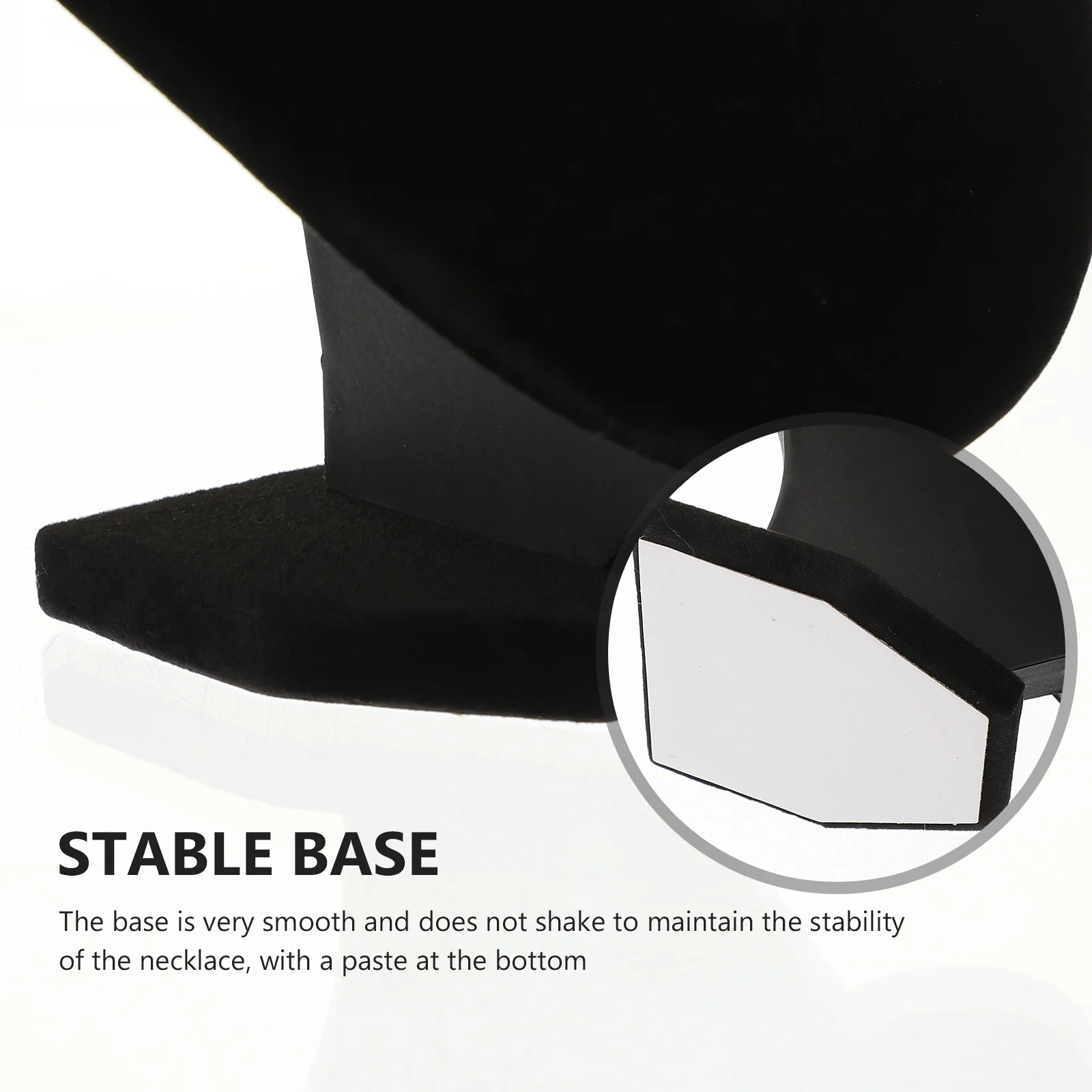 

Black Jewelry Bust Display Stand Chain Holder Organizer for Countertop Dresser Vanity Stable Wide Base Design