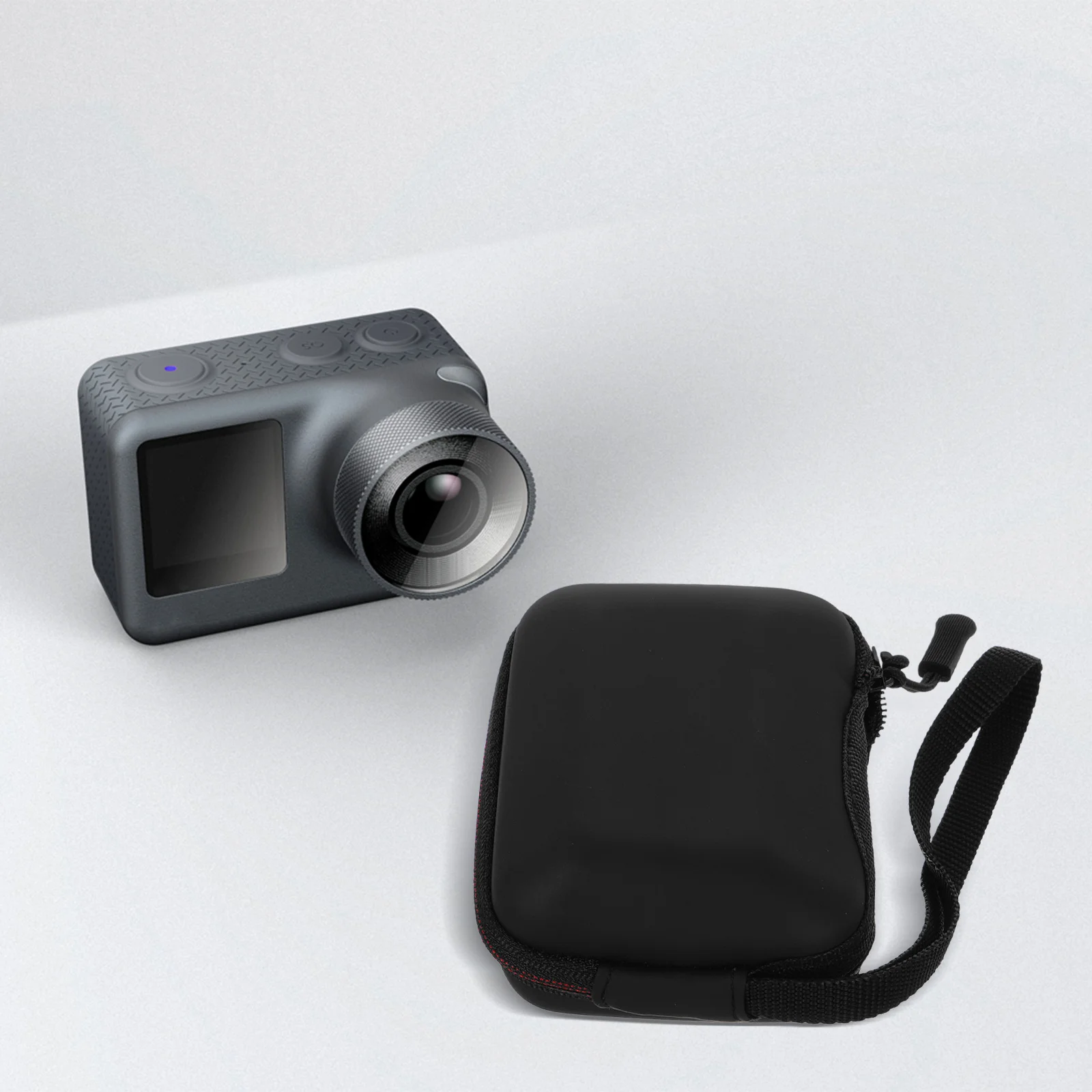 

Compact Action Camera Protective Case Waterproof Lightweight Gear Satchel for 11 10 with Earphone Holder Tripod Mount