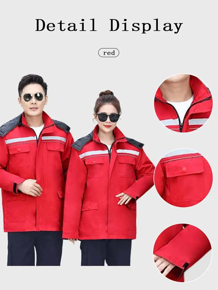 

Detachable Winter Work Jumpsuit Thickened Thermal Layer for Freezer Storage Reflective Safety Wear for Outdoor Labor Jacket