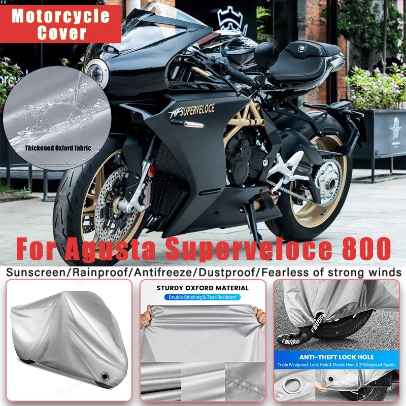 

Чехол для мотоцикла MV Agusta Superveloce 800 без ушковых креплений - полная защита для улицы, водонепроницаемый, пылезащитный, солнцезащитный аксессуар