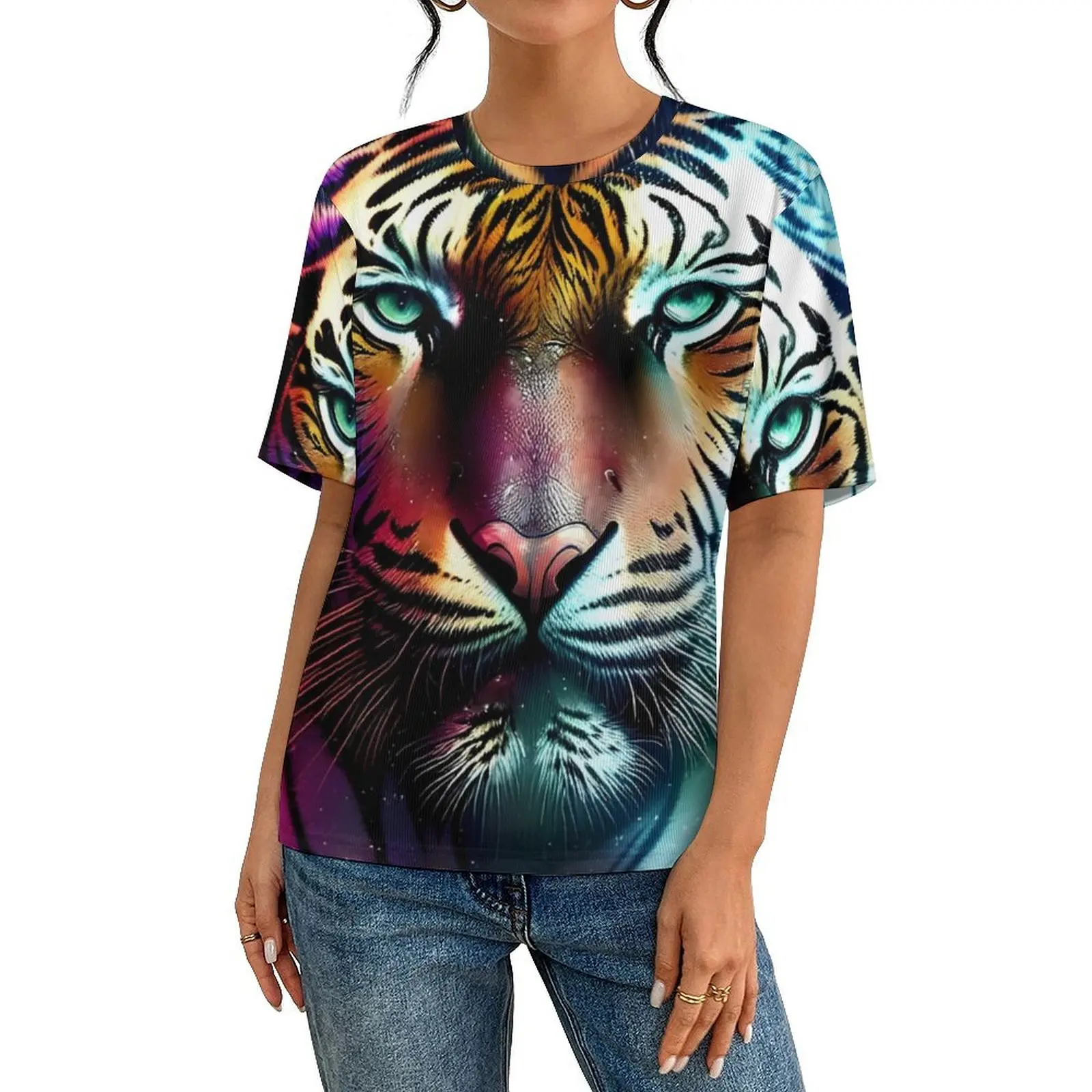 Summer T Shirt Caspian Tiger T-Shirts Animal Print Y2K Fun Vintage Tee Shirt For Man Short Sleeve Graphic Big Size Tops