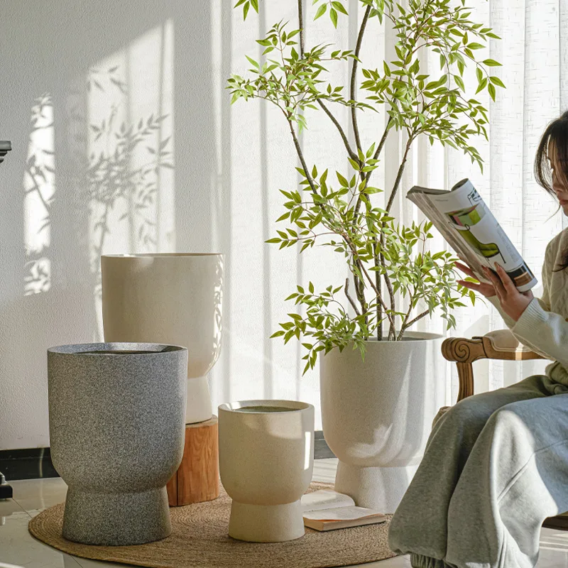

Nordic magnesium mud goblet flower pot floor cement pot turtle tree green plant flower ware extra large simple ins living room