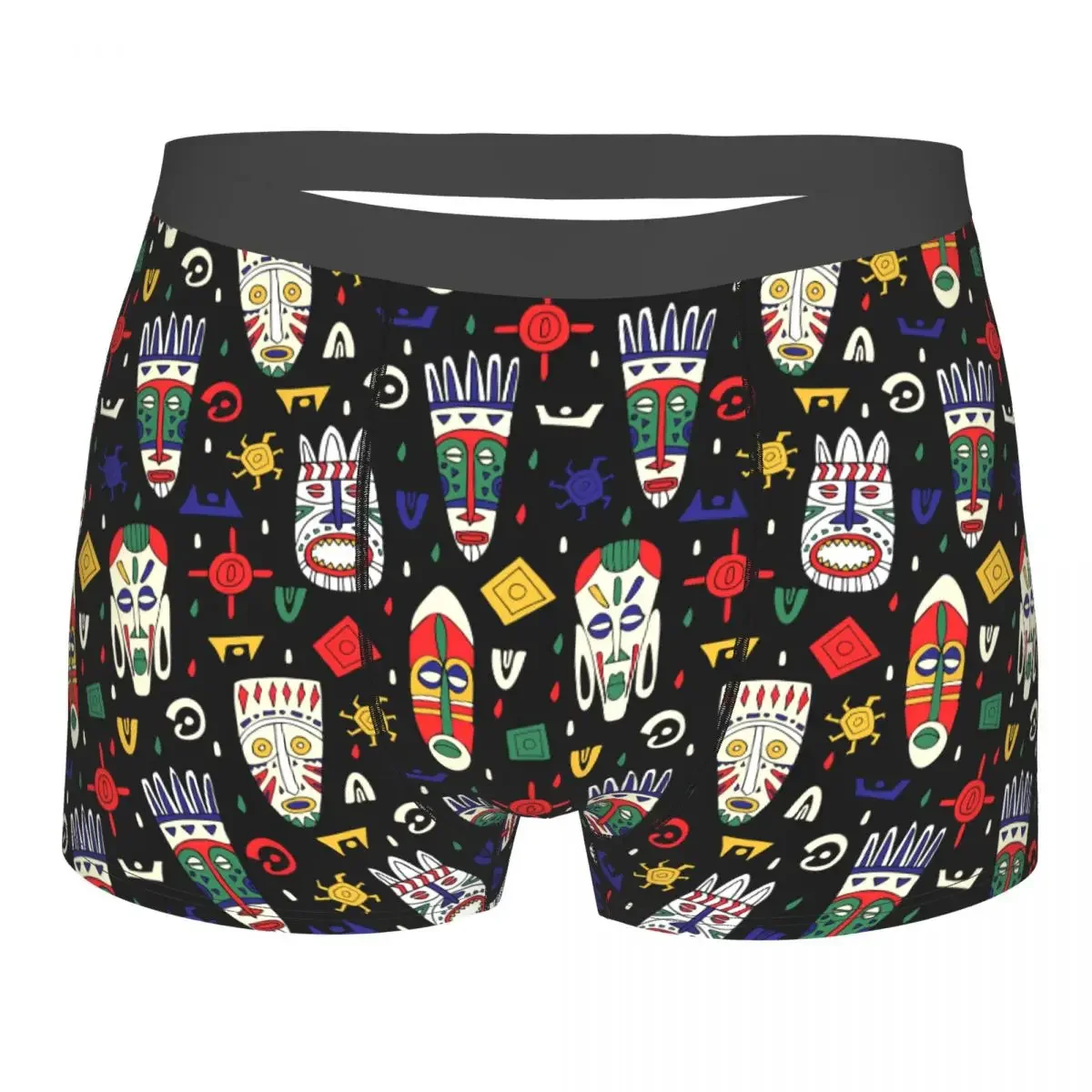 Seamless Pattern African Tribal Masks Underpants Breathbale Panties Male Underwear Print Shorts Boxer Briefs