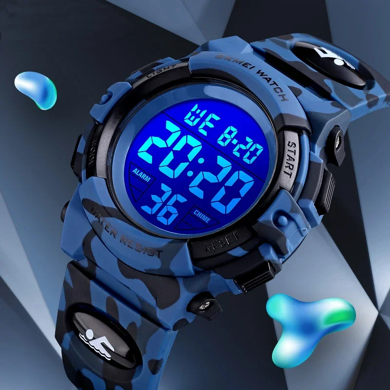 CamSolomon-Montre numérique LED étanche pour enfants, montre-bracelet de sport pour enfants, bracelet en caoutchouc, horloge pour enfants, étudiant,