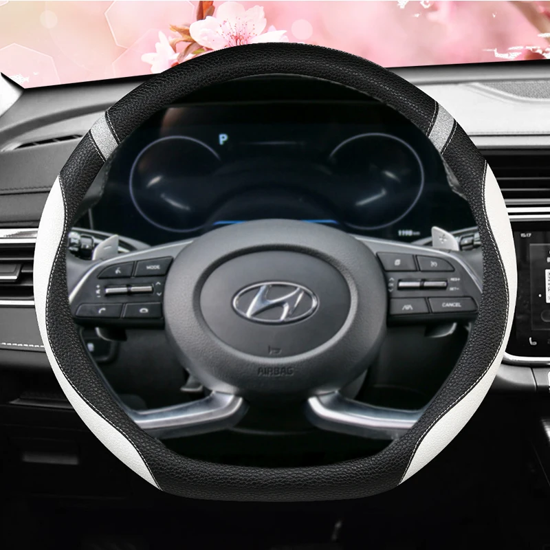 Microfiber Leather D Shape Car Steering Wheel Cover For Hyundai Creta II 2021 2022 2023 Auto Accessories