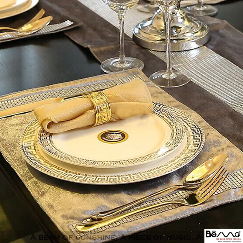 

Restaurant Bone Porcelain Steak Knife Fork Dish Plate Coffee Cup Plate Tablecloth Household Ceramic Cutlery Set