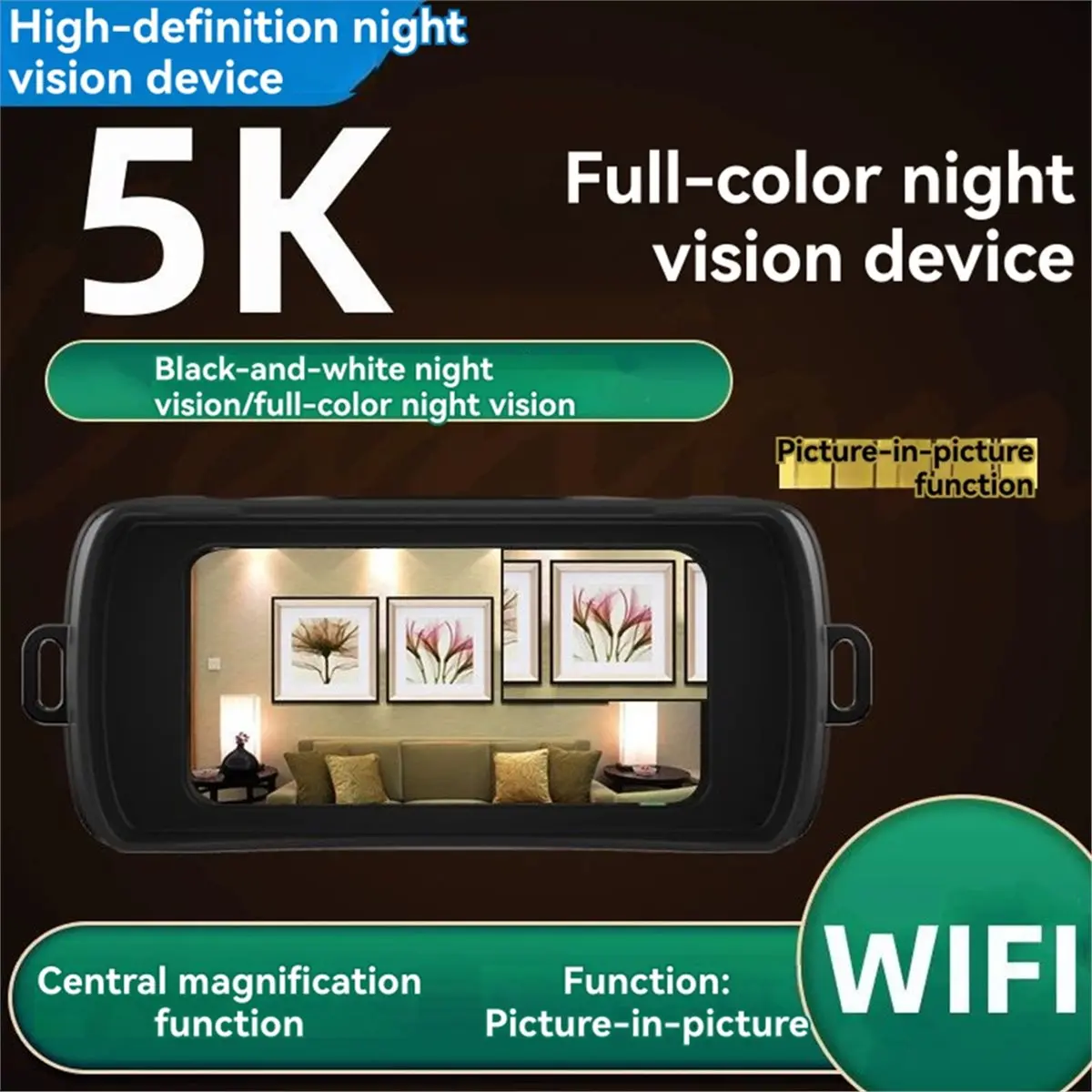 

Lively-5K UHD WIFI бинокулярный телескоп камера профессиональный инфракрасный бинокль ночного видения для охоты с 4-дюймовым экраном (США)