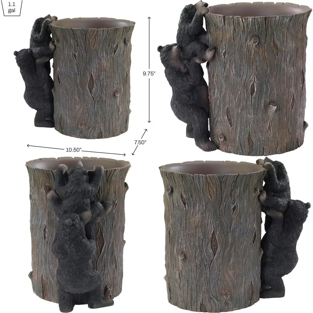 

Black Bear-Inspired Decorative Waste Bin for Lodge-Style Interiors