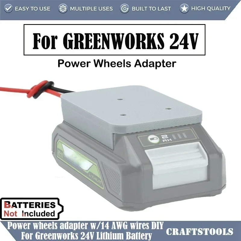 Power Wheels Adapter For Greenworks 24V Lithium-Ion Battery Dock Power Connector 12AWG 14AWG (Battery Not Included)