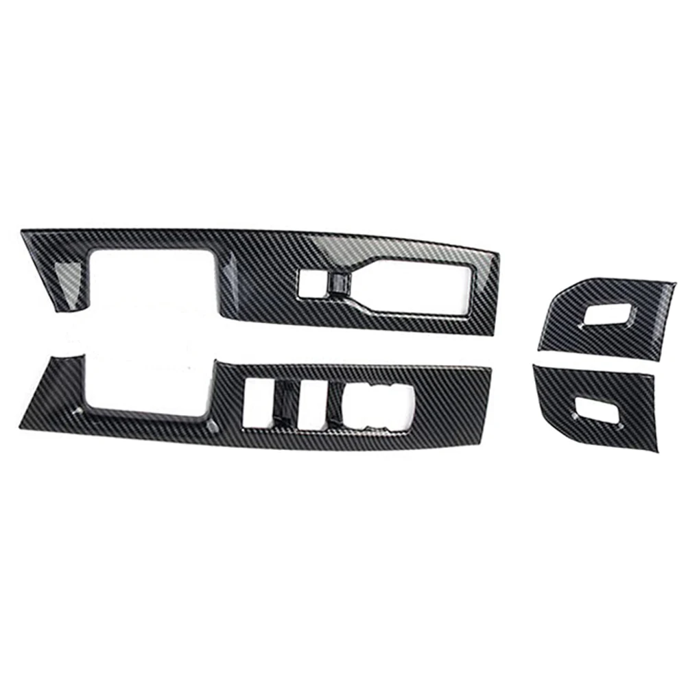 4 قطعة ألياف الكربون نظرة الباب الأمامي نافذة التبديل غطاء لوحة الكسوة الملحقات الداخلية لفورد F-150 XL/XLT/Tremor 2021-2022