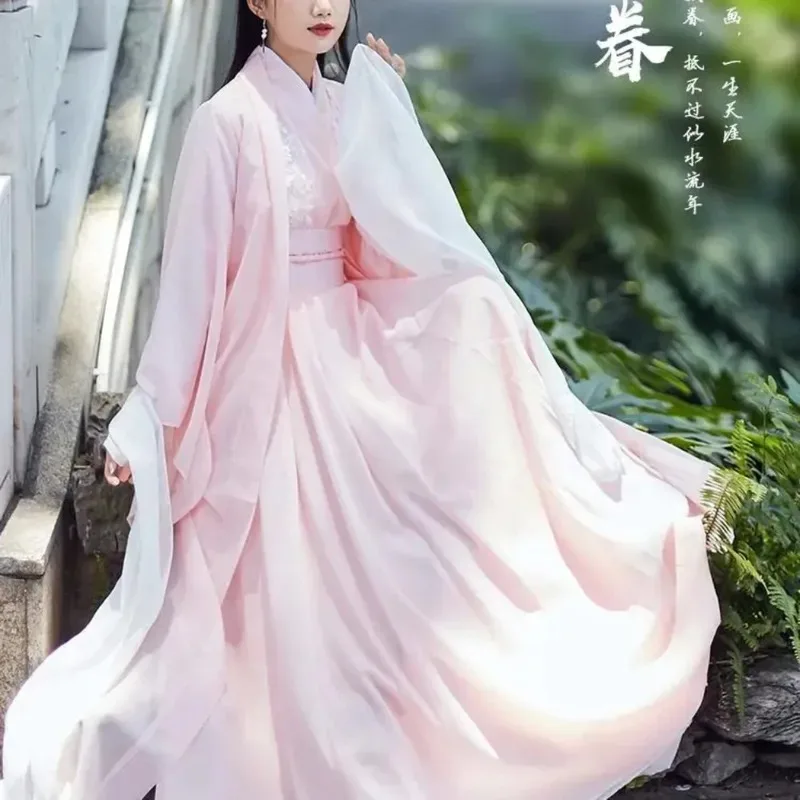 

Chinese Folk Dance Hanfu Tang Dynasty Princess Cosplay Stage Wear Traditional Women Pink Outfit Costume Fairy Hanfu Dress