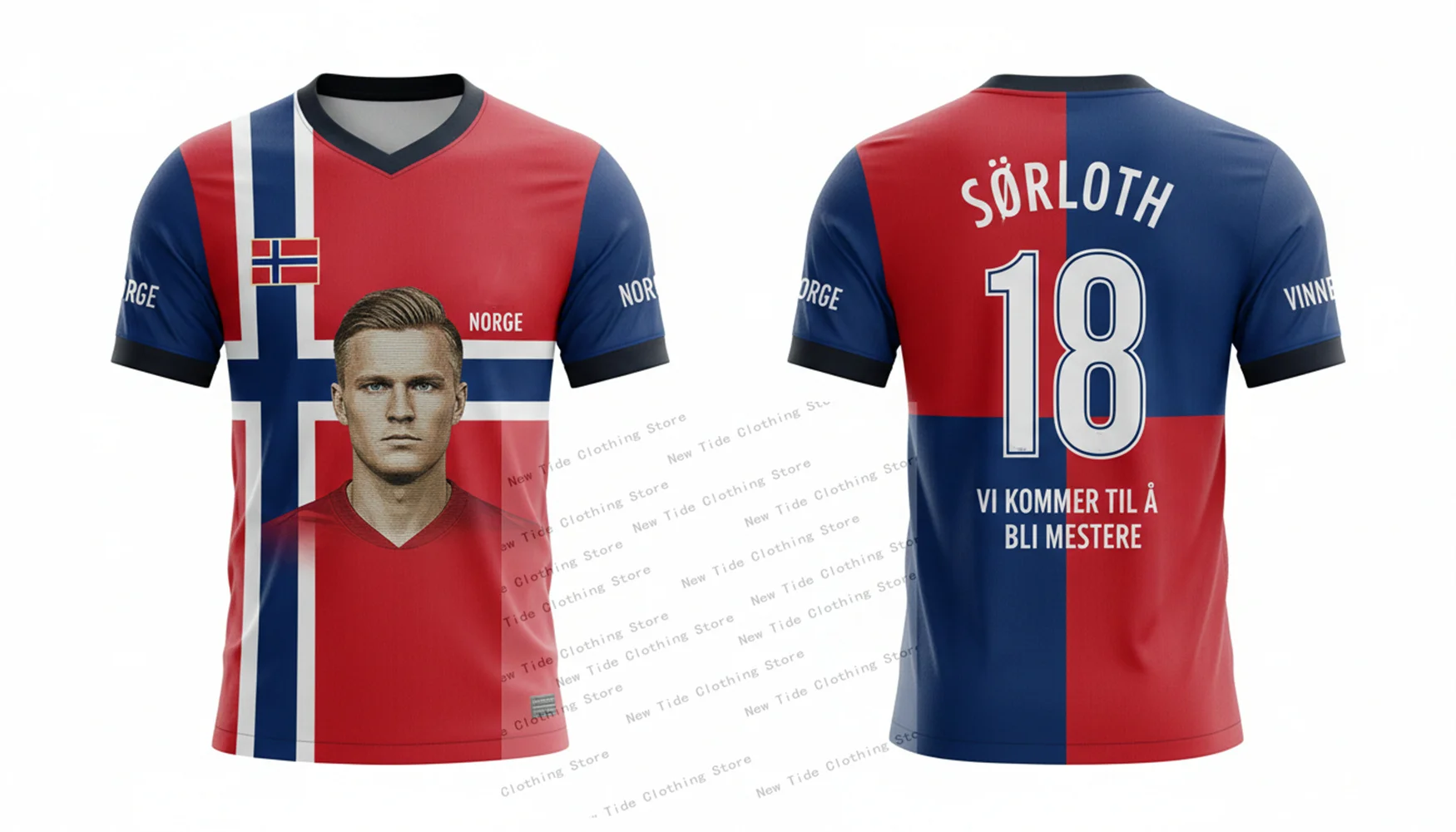 النرويج 2026 كرة القدم لكرة القدم جيرسي وتي شيرت للرجال المشجعين سوف نكون أبطال - مروحة نمط العتاد يظهر دعمك هنا 2