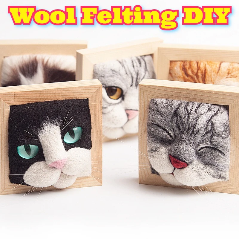 Wool Felting DIY Kit Owl Photo Frame Craft Needle Punching Starter Supplies Handmade Art Creative Gift Home Decoration Activity