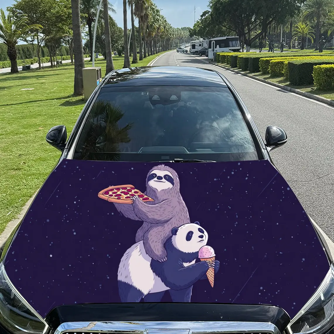 

Cute Panda - Themed Car Hood Stickers - Self-Adhesive, Waterproof and Durable Vinyl Wrap, Decorate And Protect Your Car, Fit For
