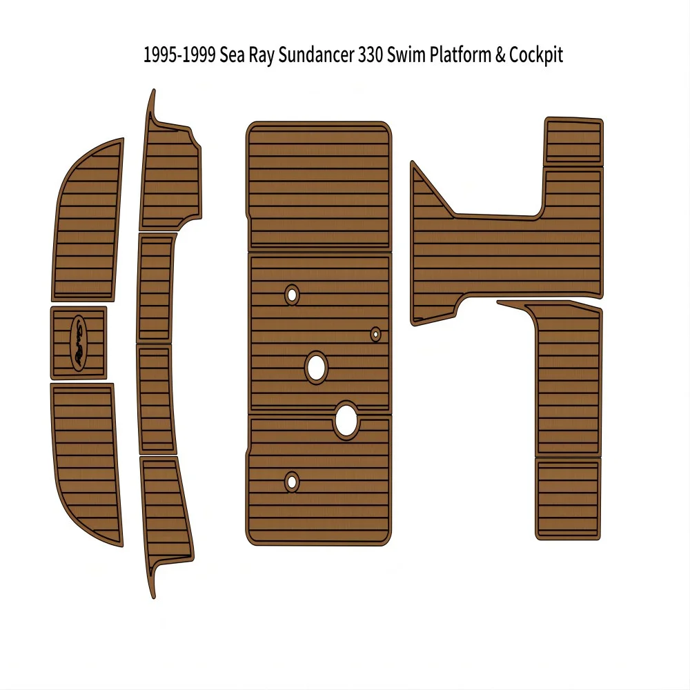 

Swim Platform Cockpit Pad Boat EVA Teak Floor For 1995-1999 Sea Ray Sundancer 330