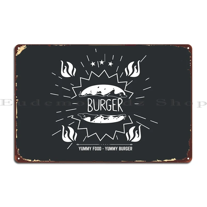 Burger Yummy Food Metal Plaque Vintage Pub Designing Custom Cinema Tin Sign Poster