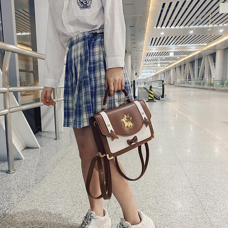 JIAERDI Sweet Cambridge Backpack female JK Uniform Messenger Crossbody Bag Bow Design PU Satchels All Match School Bag сумка