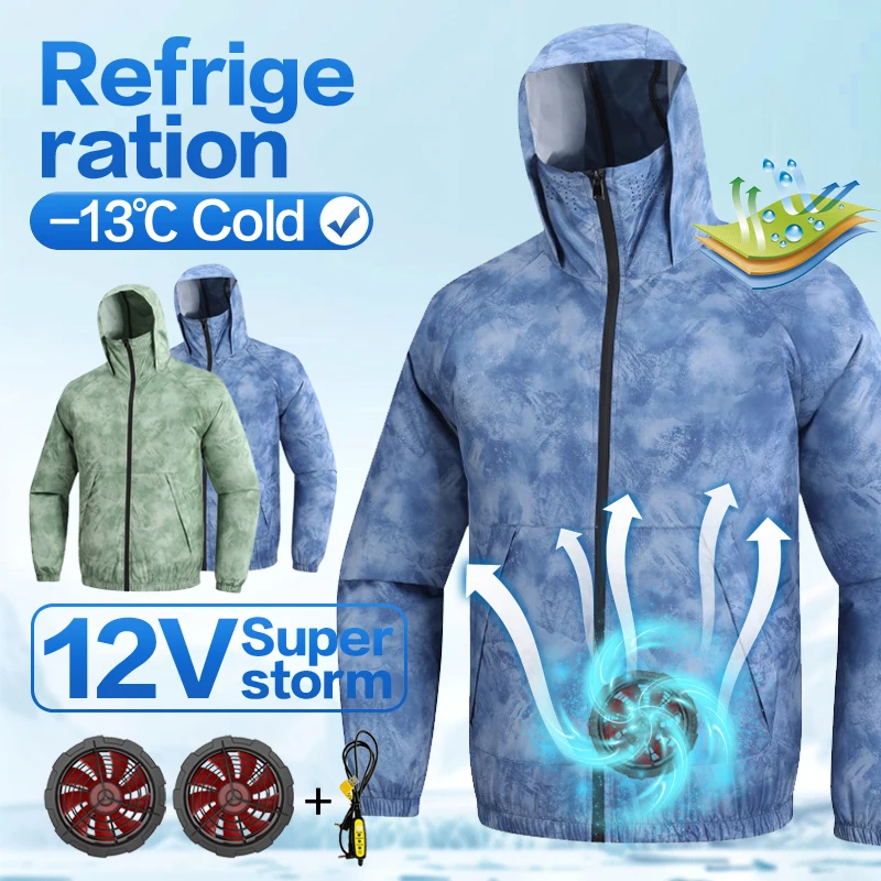 

Air conditioning work clothes for men in summer with fans for cooling, outdoor fishing clothes with breathability and sun protec