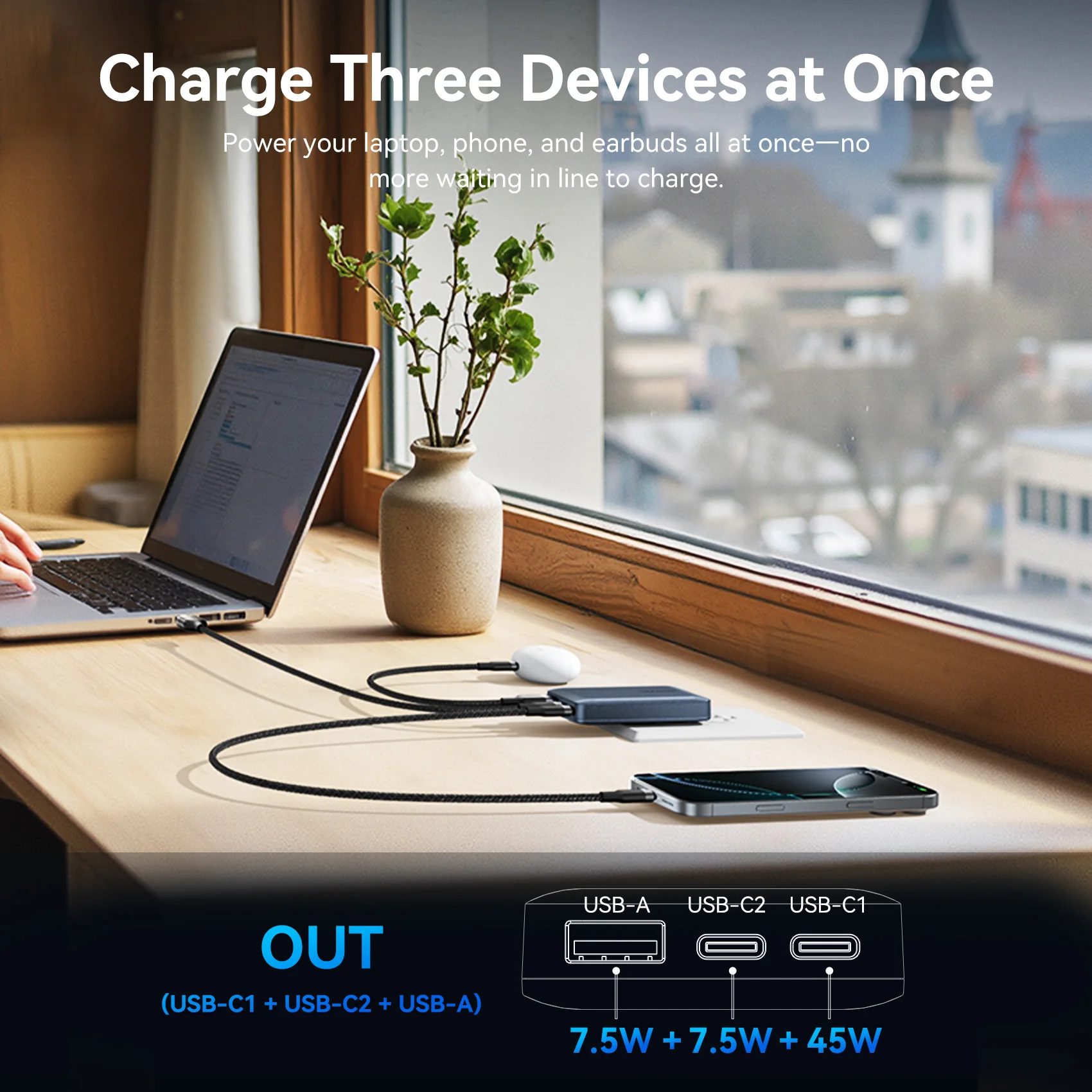 Vention Ultra Thin 65W GaN Travel Charger QC4.0 PD3.0 Quick Charge With EU UK US Charger Head For iPhone Samsung Macbook Laptop