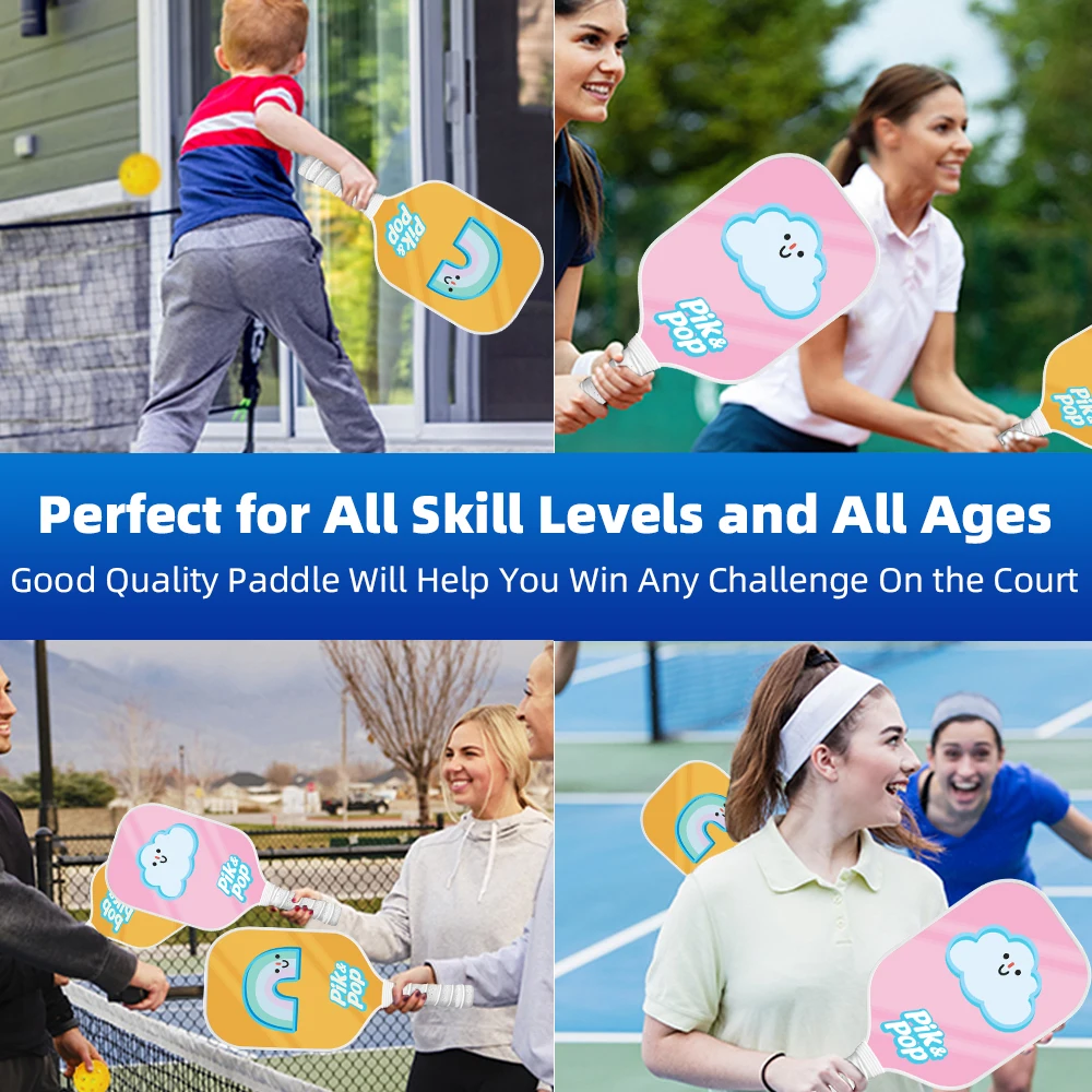 

Complete Pickleball Kit, 2 Rackets 4 Balls, Fiberglass Paddles with Polypropylene Core, Wide Body Design & Grip Tapes