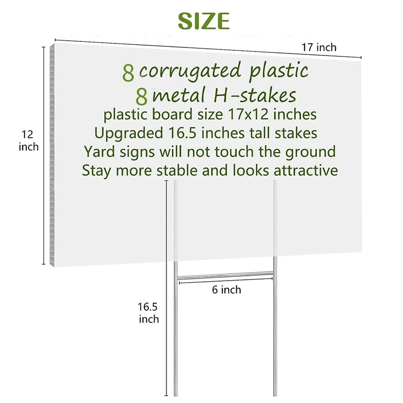 8 pustych znak przydrożny z kołkami, znak przydrożny 17x2 Cal plastik + metalowe dwustronne znaki trawnik zewnętrzny dla dekoracje urodzinowe