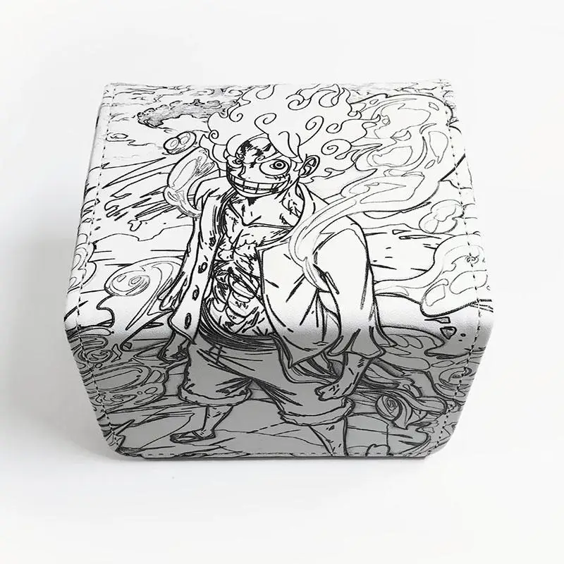 One Piece Nika Monkey D. Luffy DIY Large Capacity Leather Card Box Thickened Anime Game Collection Card Storage Box