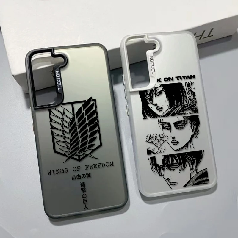 Attack On Titan Logo Colored Silver Cover For Samsung Galaxy S24 23 22 21 20 Ultra Plus FE A73 A54 A52 A34 Phone Case