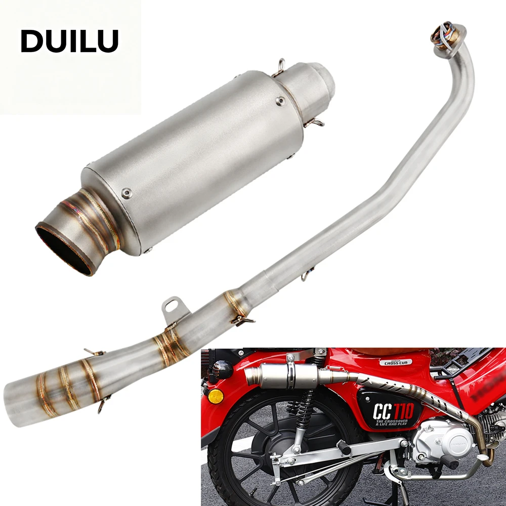 

DUILU For HONDA Cub 110 Cub110 CC110 2018-2023 Motorcycle Exhaust System Modified Side Row Full Section Front Link Pipe Muffler