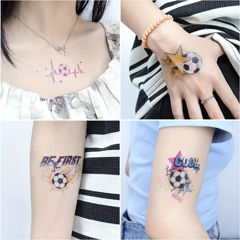 10 Sheets Temporary Tattoos for Children Football Soccer Fan Fake Tattoo Sticker Waterproof Tattoo Sticker Sleeves Man Kid Women