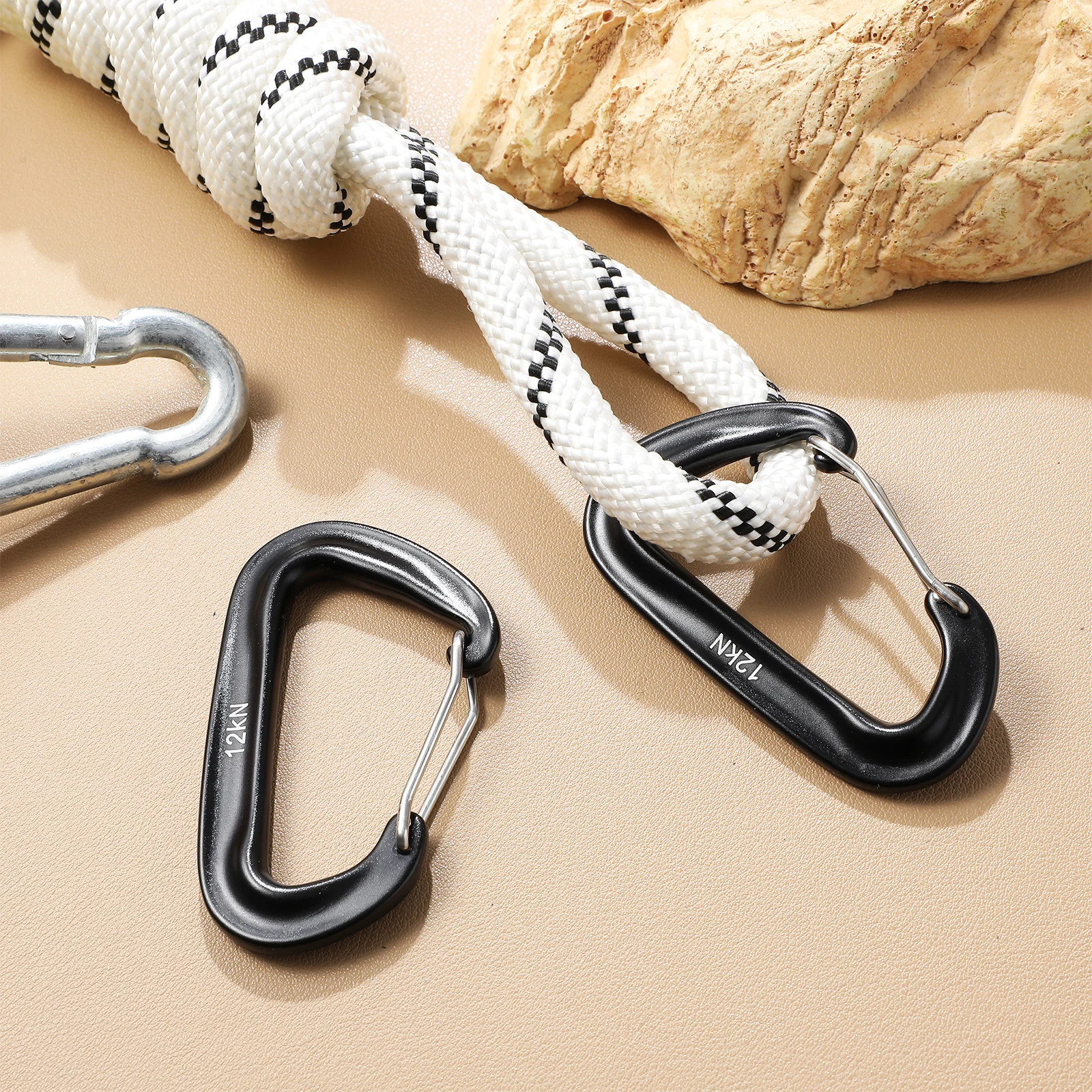 

4 pcs Gym Stainless Holder Rope Metal Accessory Replacement Clip Buckle Pole Carabiner Keychain