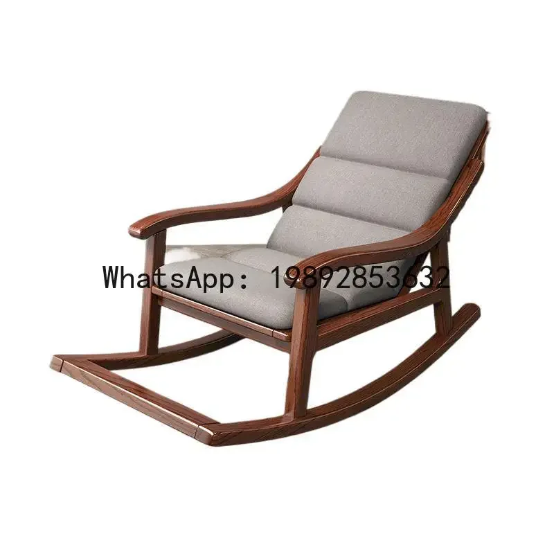 

new chinese style solid wood leisure rocking chair - durable single rocker for balcony, outdoor, and home use