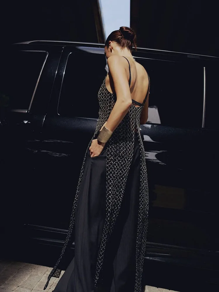 Cutenew قميص قصير بدون ظهر للنساء مثير بأزرار على شكل حرف v وفتحة جانبية طويلة محببة موضة هوتي رفيعة ونحيفة ملابس الشارع للنوادي #5