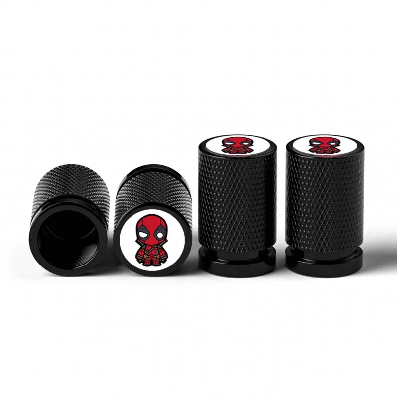 4pcs Marvel Deadpool Alloy Car Wheel Tire Valve Stem Caps Air Covers for KIA Subaru Suzuki Tesla Toyota Hyundai Honda Ford Dodge - view 3