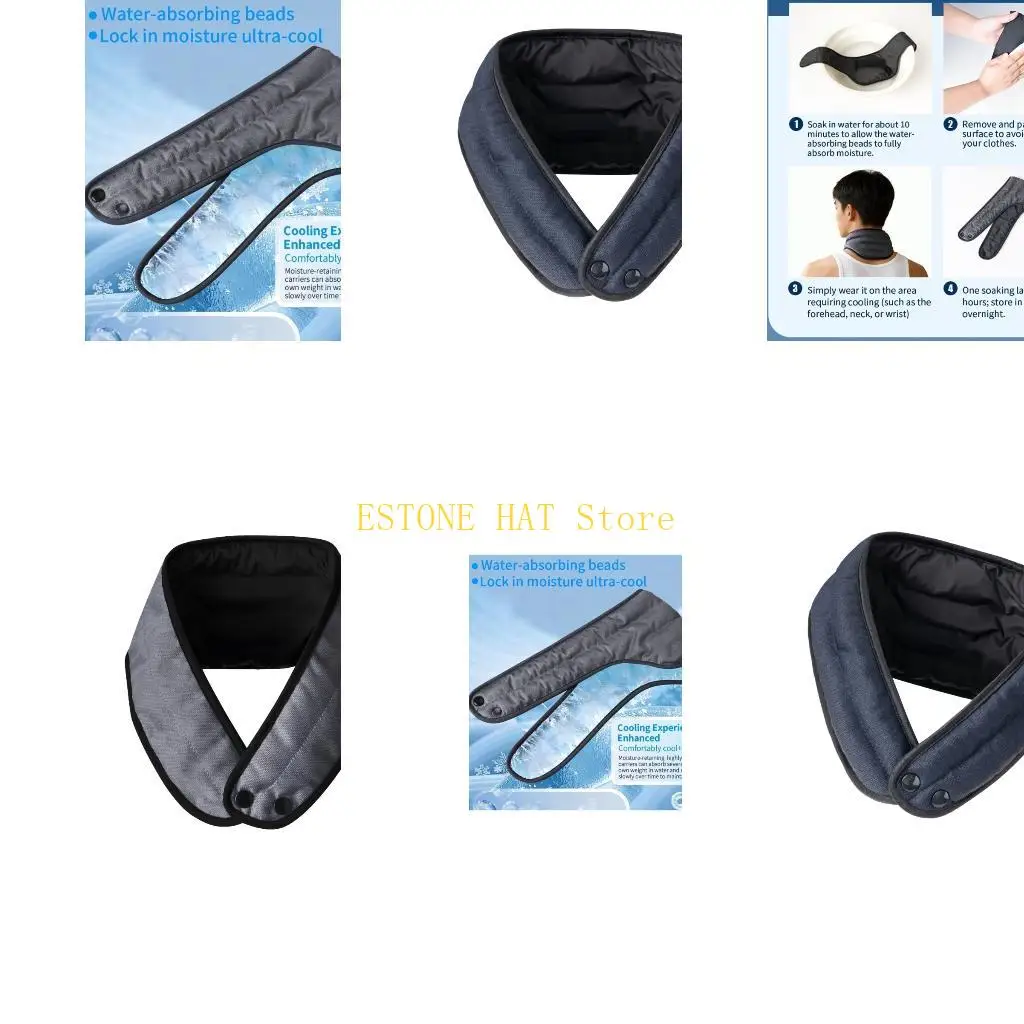 49MF Cooling Neck Wrap Reusable Water Activated Cooling Scarf with Closure, 58 x 13.5 for Hot Weather Relief