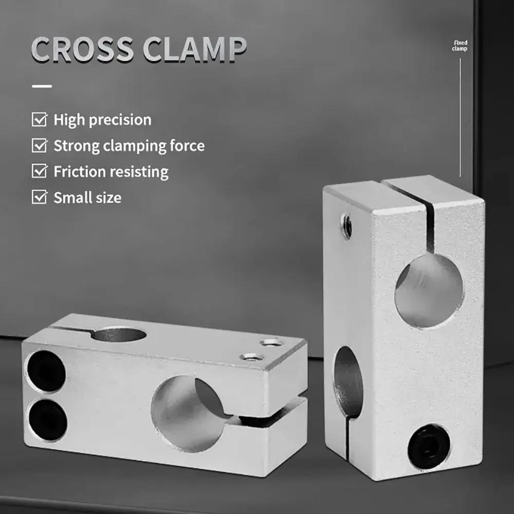 1Pcs Optical Axis Pillar Fixing Clamp Aluminum Alloy Vertical Fixed Diameter Steel Pipe Fixing Bracket Cross Block