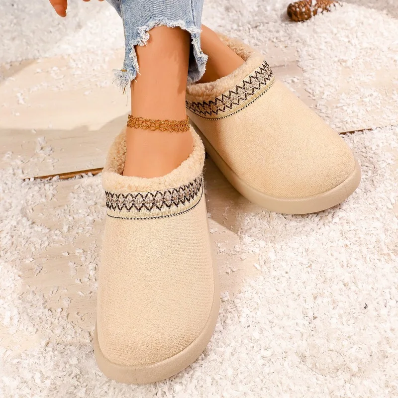 2027 New Women's Plush Slippers Fashionable Thick-Soled Shoes Plush Lined for Warmth Designer Brand Women's Winter Snow Boots view 3