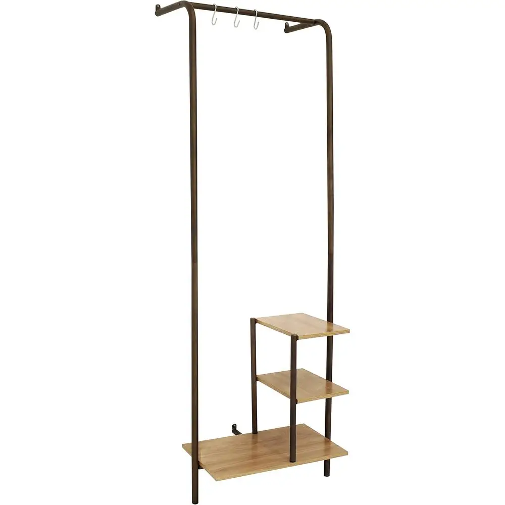 

67 Rustic Wooden Wall-Mounted Clothing Rack with Shelves and Hooks