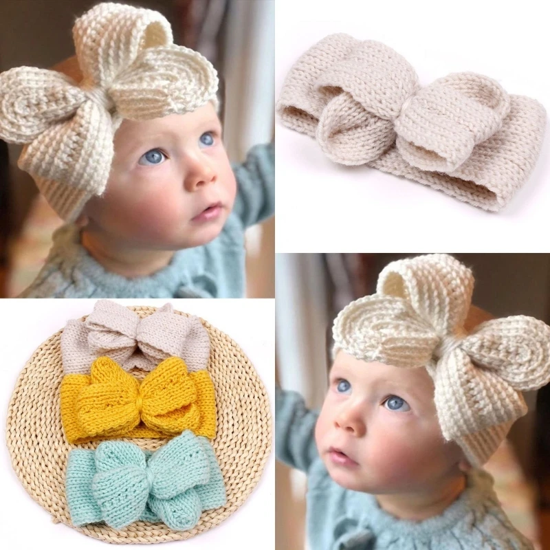 

Baby Girls Headbands Lovely Kids Bows Hair Bands Warm Knitted Headwear Baby Shower Gifts for Newborn Infants Toddlers