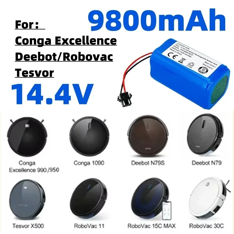 

Replacement batteries for Conga Excellence 990 1090 1790 1990, Deebot N79S N79 DN622, Robovac 11, and Tesvor X5 14.4V.