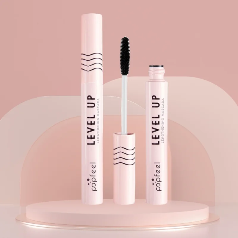 POPFEEL Mascara opaco in fibra di seta Trucco Allunga le ciglia Mascara arricciante nero ad asciugatura rapida impermeabile Trucco da donna